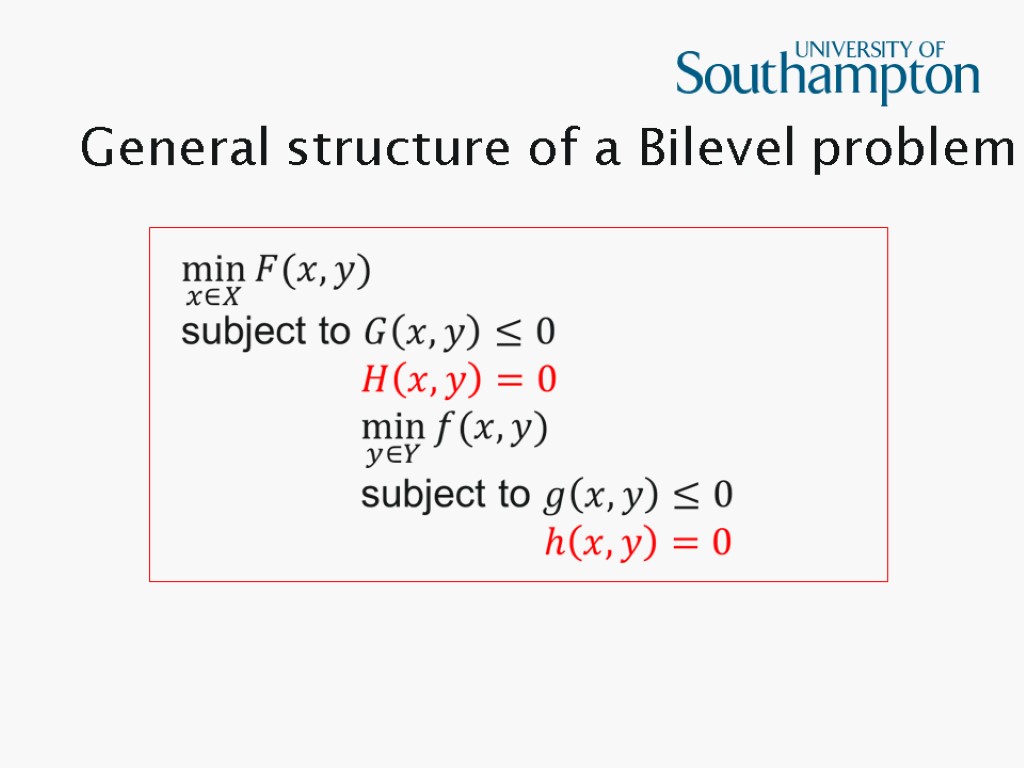 General structure of a Bilevel problem